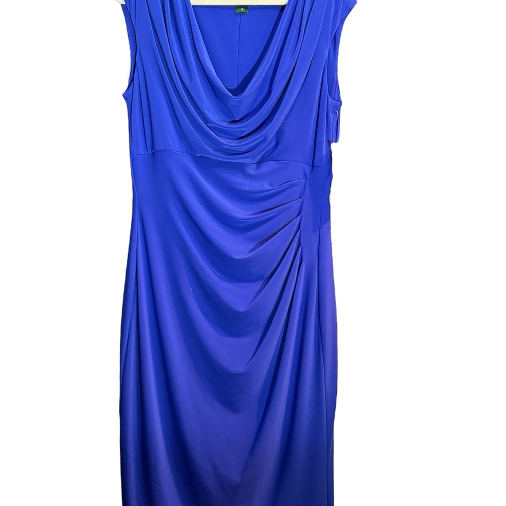 NEW Lauren Ralph Lauren Cobalt Blue Draped Sheath Sleeveless Bodycon Dress 12